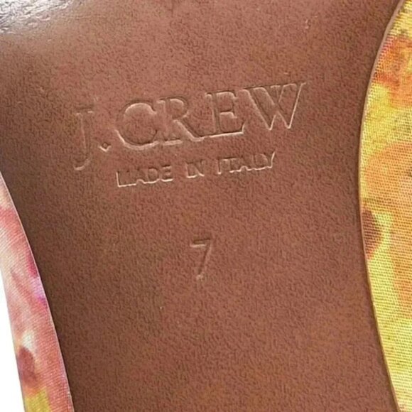 J. Crew Raffia Rose Printed Peep Toe Heels Golden Beach Size 7 - Picture 10 of 11